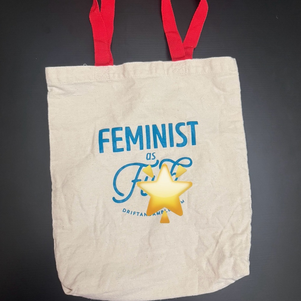 Canvas Tote Bag with Red Handles